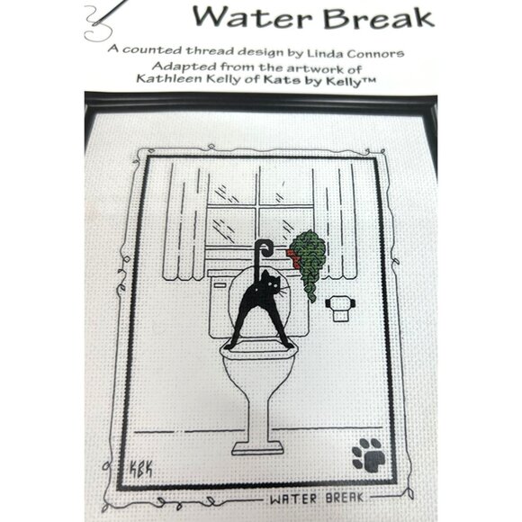 Calico Crossroads Water Break Cross Stitch Pattern By Linda Connors Cats - Picture 1 of 3